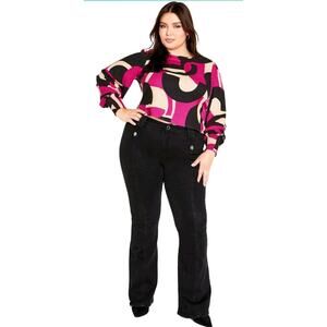 Avenue Blouse Women's Plus Size Daisy Long Sleeve Top Size 16